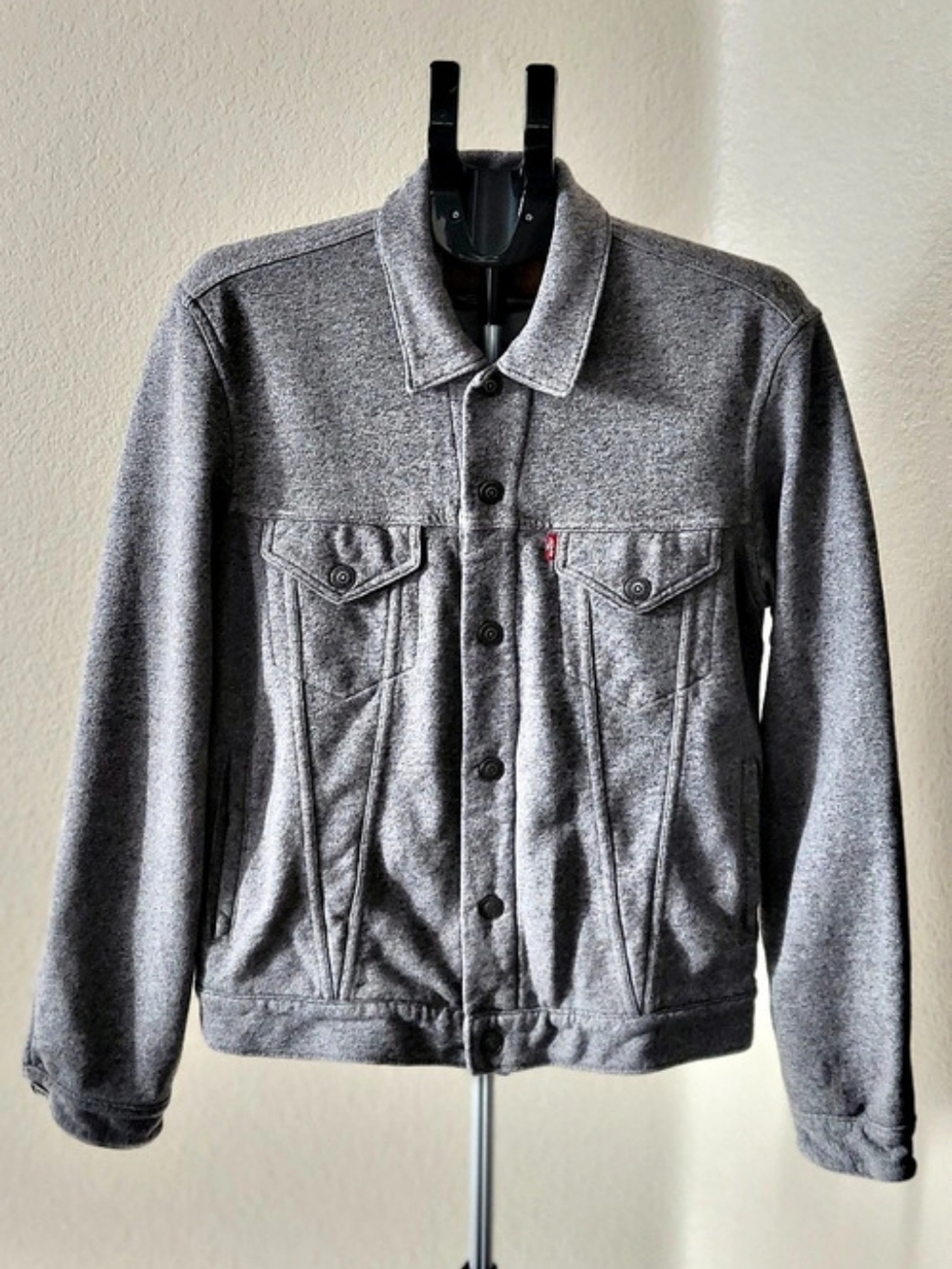 Levi's French Terry Knit Trucker Jacket Gray Size M